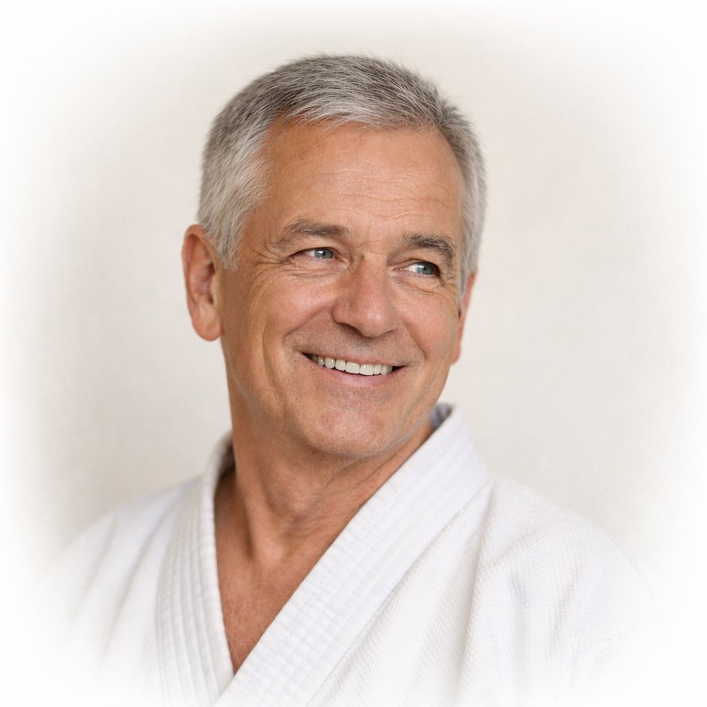 Senior im Karate-Gi